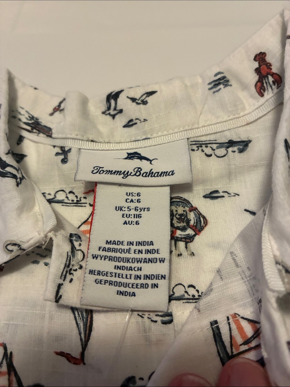 Tommy Bahama White Nautical Print Button-Down Shirt - Picture 4 of 5